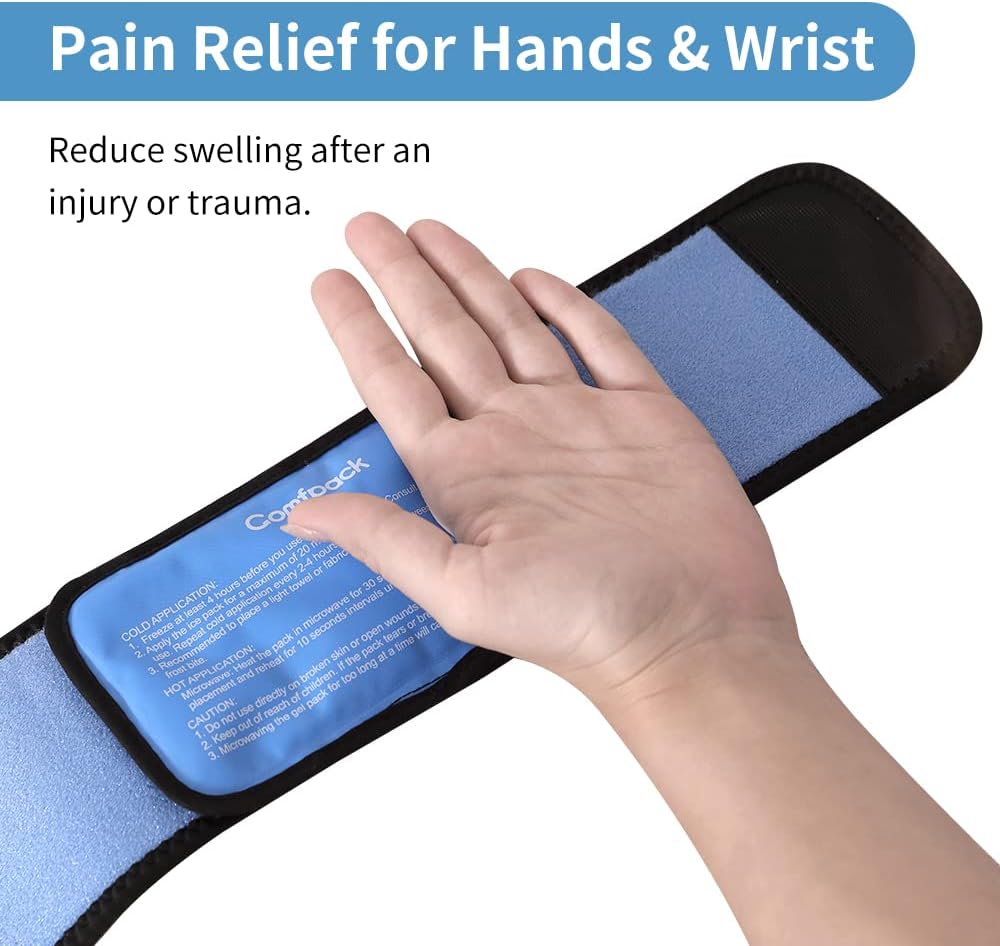 Comfpack Cold Therapy Wrap with 2 Packs for Pain Relief, Reusable Gel Ice Packs for Foot Plantar, Wrist, Ankle, Great for Sprains, Muscle Pain, Bruises, Injuries | Hot and Cold Ice Packs for Foot Plantar, Wrist, Ankle, Great for Sprains, Muscle Pain,