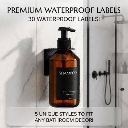 Shampoo and Conditioner Dispenser Set of 3 for Wall Mount | 16.9 fl oz Drill Free Shower Soap Bottles,Refillable Body Wash Dispensers for Bathroom Decor (Amber Bottles + Bamboo Pumps)