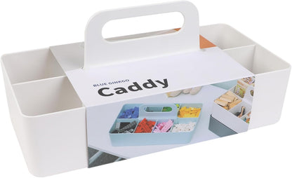 BLUE GINKGO Stackable Organizer Caddy, Rectangle, White, Made in Korea | Portable. Adjustable. Home, Office & School Storage.