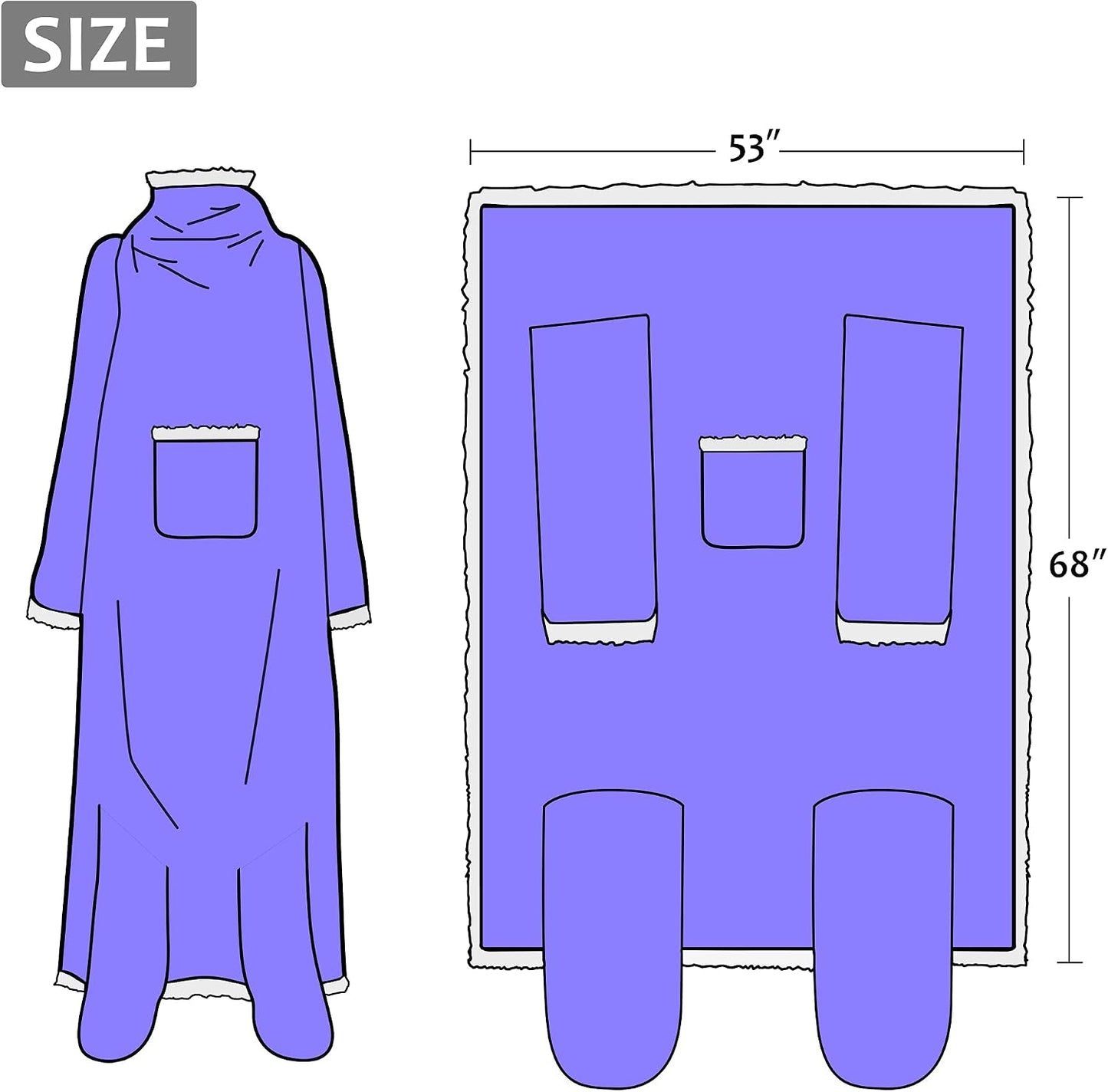 Catalonia Wearable Blanket with Sleeves & Foot Pocket for Adults | Soft Fleece Throw Wrap with Hands-Free Comfort, Perfect for Reading, TV Time & Relaxing, Christmas Gift for Women & Men