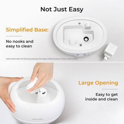 BOXING 3L Top Fill Humidifiers for Bedroom, 20dB Quiet Air Humidifier for Large Room & Indoor Plants with Optional Night Light, Cool Mist Diffuser for Home, Essential Oil Tray, BPA-Free,White,30H