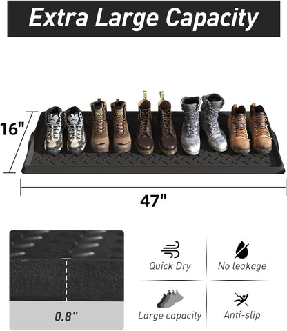 SUPENUIN Boot-Tray Heavy Duty Rubber Mat with Lip Waterproof Shoe Mat Tray for Entryway Indoor Outdoor Multi Use Catch All Trays Entryway Shoe Storage 16x27.5 Inches