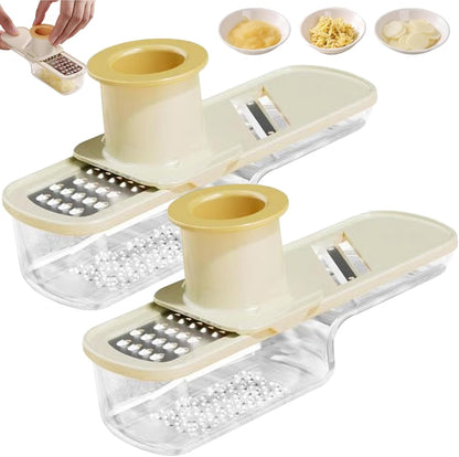 Garlic Slicer Super Thin, Garlic Slicer and Grater, 2026 Mini Multifunctional Garlic Grinder & Mandoline Slicer, Multi-Functional Veggie Shredder Ginger Vegetable Cutter with Container (Green*1 Pc)