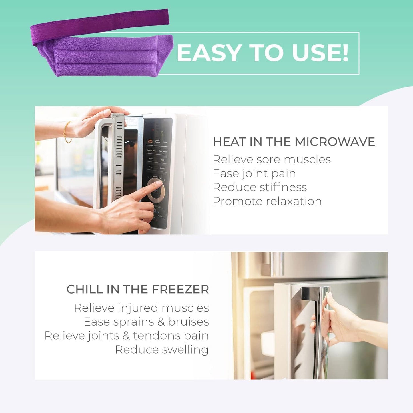 Microwavable Heating Pad for Lower Back and Menstrual Cramps - Moist Microwave Heating Pad for Muscles and Joints - Natural Microwave Hot Pack Heat Pad for Lower Back Pain - 1 Pack Purple