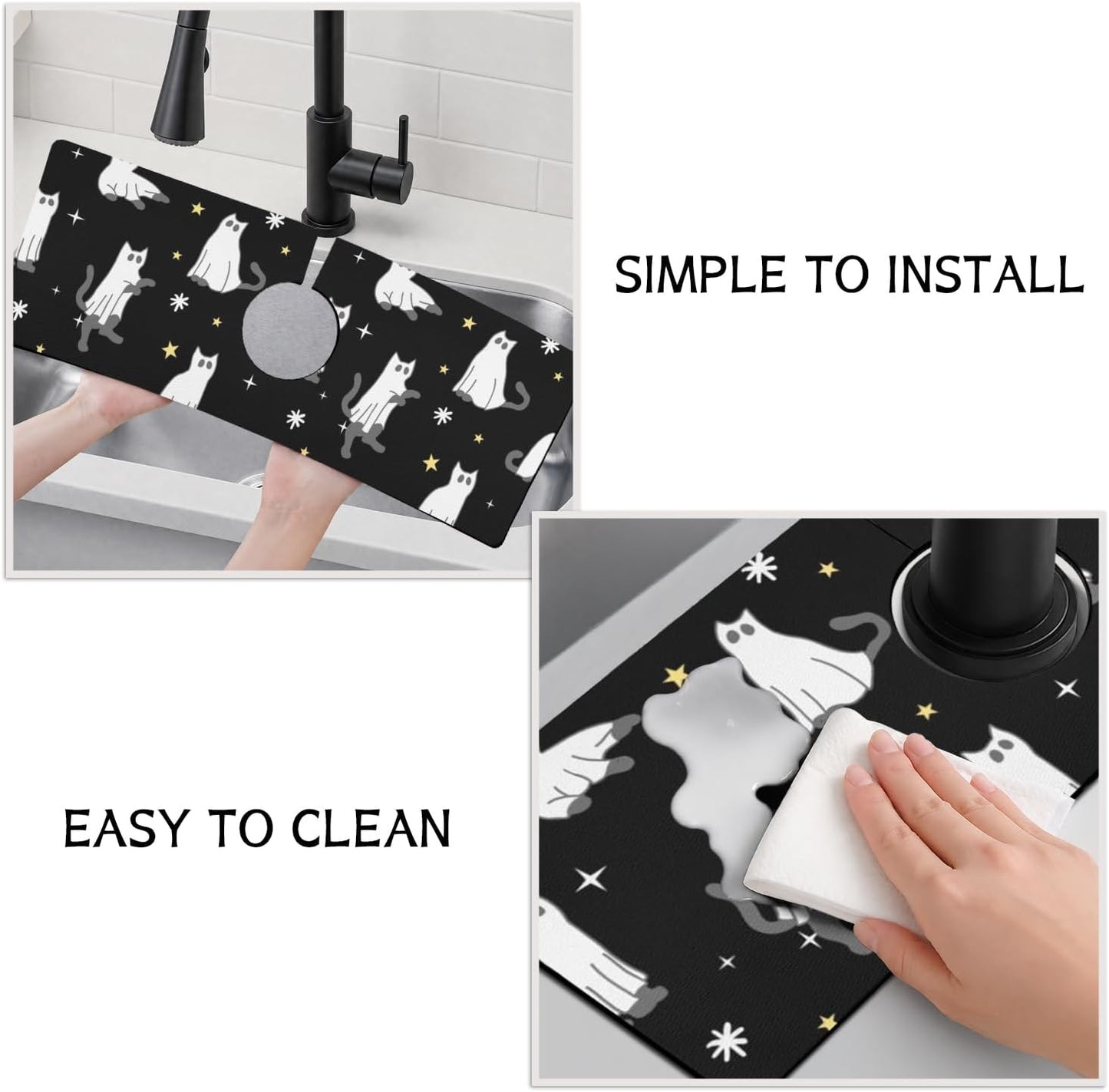 Light Brown White Checkered Kitchen Sink Splash Guard Faucet Mat,Faucet Non-Slip Absorbent Mat,Farmhouse Sink Splash Guard Behind Faucet for Kitchen Bathroom, 15"x5.5"