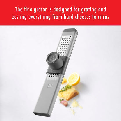 ZWILLING Z-Cut Multifunctional Grater, Mandoline, Faster Grating Technology, Zester, Rasp Grater, Slicer, Finger Guard, Grey
