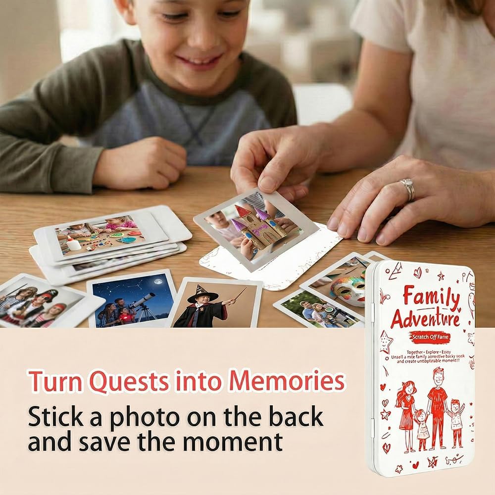 50 Screen-Free Scratch-Off Family Activity Cards | Fun family game night cards for kids and adults