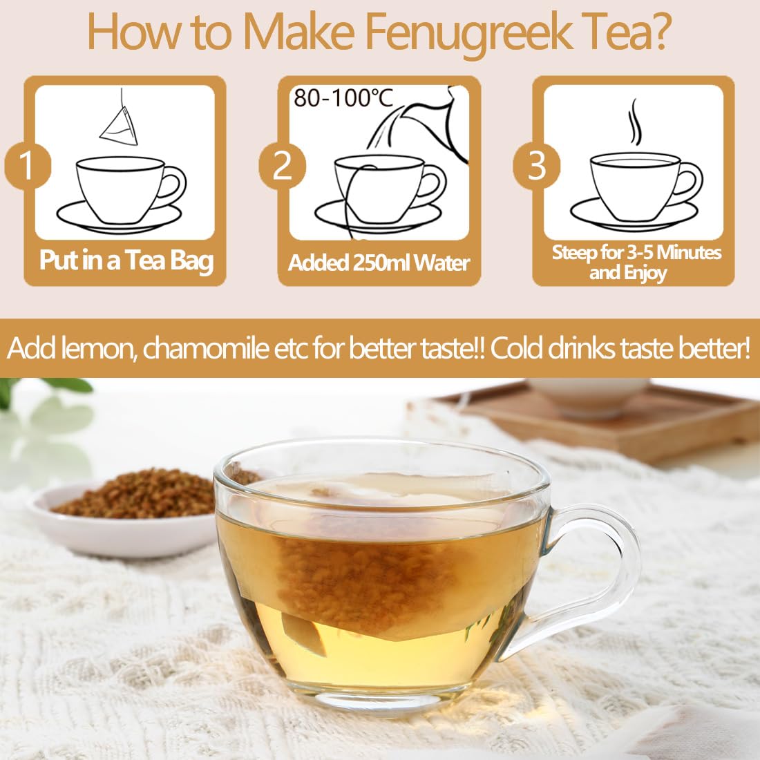120 Premium Turmeric, Ginger, Cinnamon Blend Tea Bags, 100% Natural & No Additives & Caffeine Free.