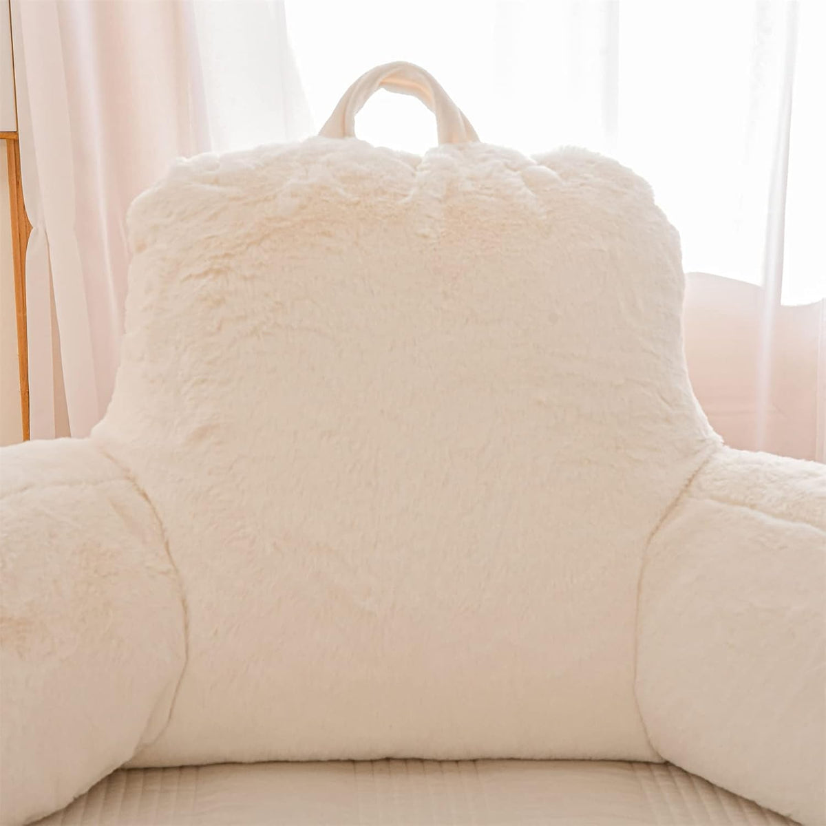 A Nice Night Ivory Reading Pillow, 18.5" Bed Wedge Pillows with Arms
