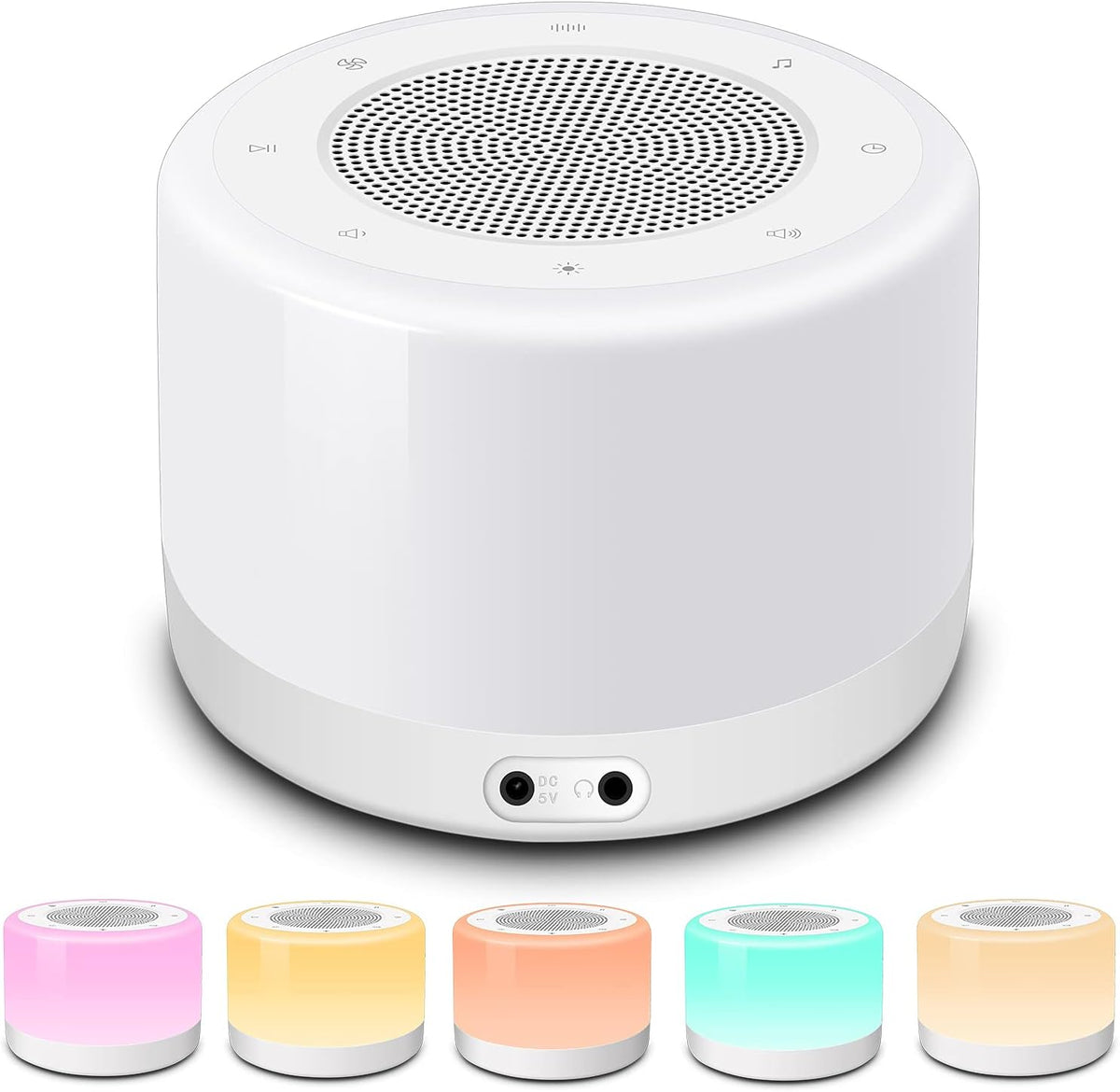 White Noise Machine with Night Lights, Sleep Sound Machine 32 Soothing Sounds for Baby Adults Kids Sleeping, Fan Wave Sound Lullaby, Timer and Memory Feature, RGB Color Touch Table Lamp
