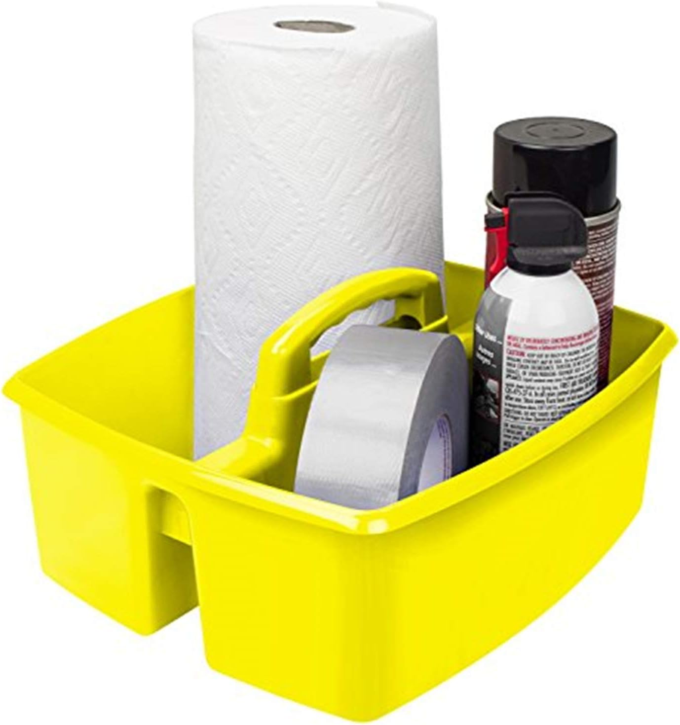 Storex 2-Compartment Large Cleaning Caddy – Multipurpose Supply Organizer with Handle - Black, 1-Pack (00973A06C)