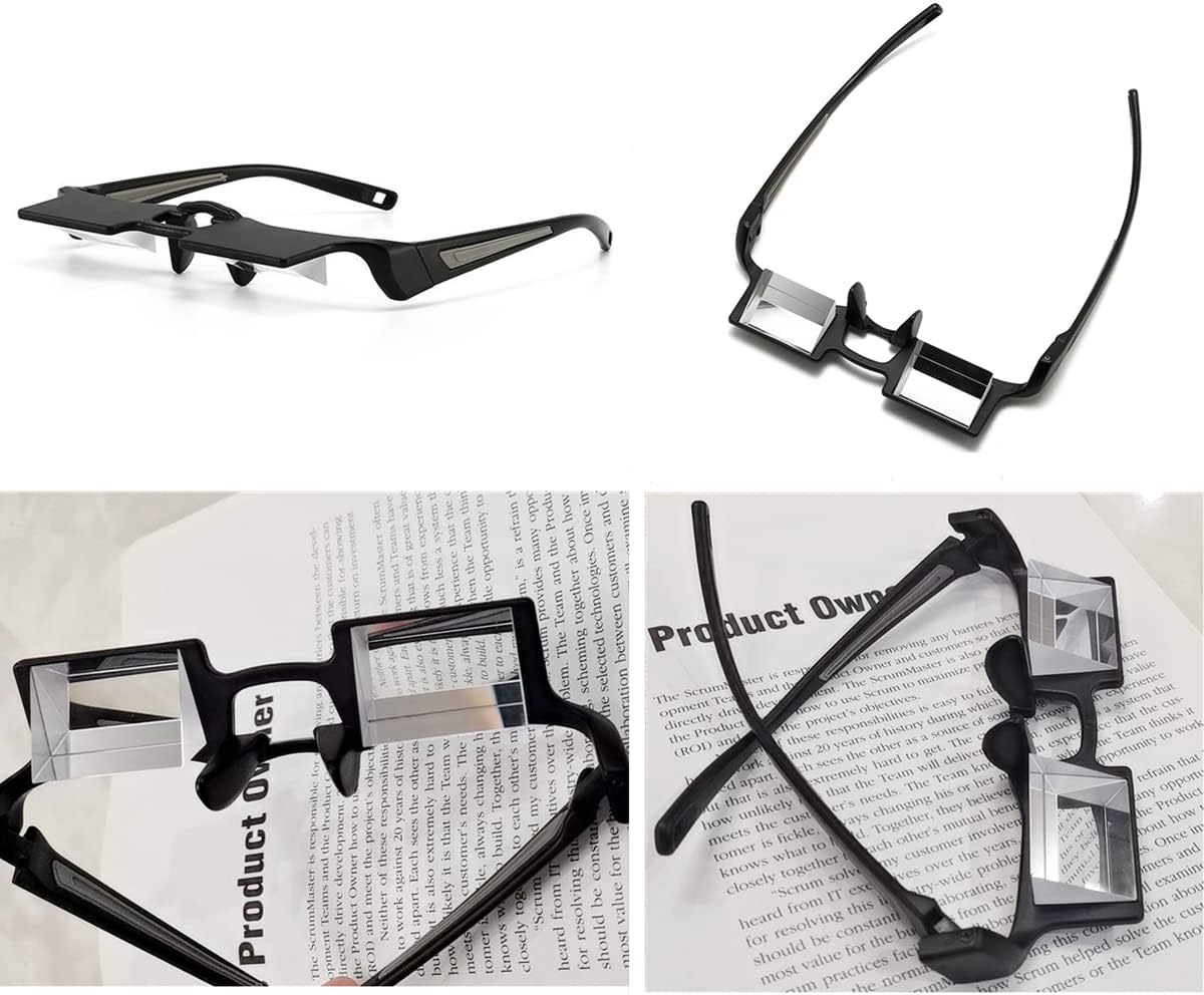 CHANGAR Prism Glasses Light-weight Lazy Glasses Horizontal Reading Spectacles 90° Vision Neck Protection Prism Glasses for Bedridden Lying Down Reading and Watching TV/Mobile Phone in Bed