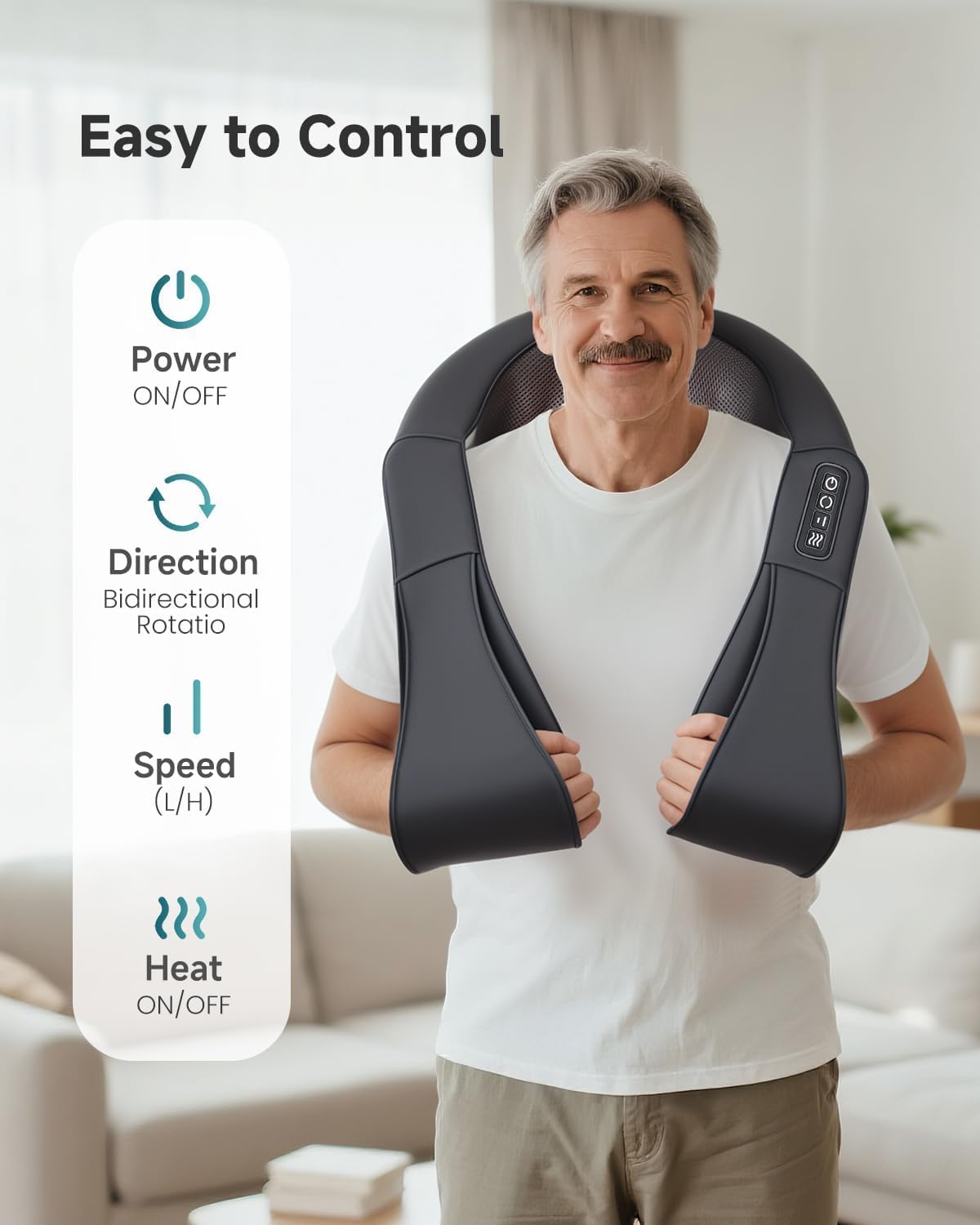 Shiatsu Neck & Shoulder Massager with Heat, Deep Tissue Back Massager
