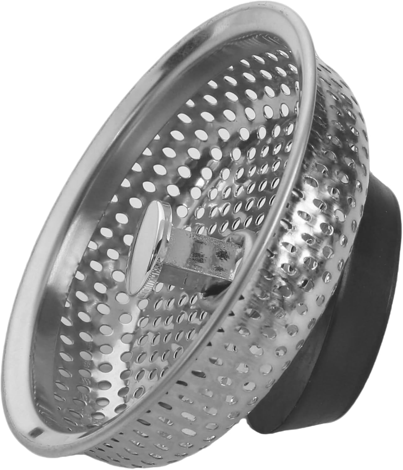 Kitchen Sink Stainless Steel Basket Strainer Replacement with Flat Bottom Rubber Stopper, 3.25 Inch, Indoor and Outdoor Kitchen Sink Strainer