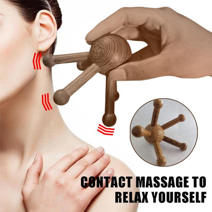 OULIGET Wooden Trigger Point Massage Tool,Spider Shape 5 Legs Massager,Scalp Massager Scraping Tool for Back,Neck,Shoulder and More