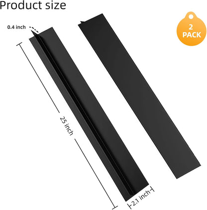 Black Stove Gap Covers, 2 Pack 25 Inch Silicone Gap Filler with Vacuum Packaging, Heat-Resistant Counter to Stove Guard, Easy to Clean Kitchen Seal Strips