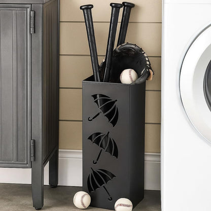 Okllen Metal Umbrella Holder, Square Umbrella Stand Rack for Entryway, 6.3" x 6.3" x 16.5", Black