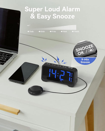Loud Alarm Clock for Heavy Sleepers Adults, Bed Shaker Alarm Clock