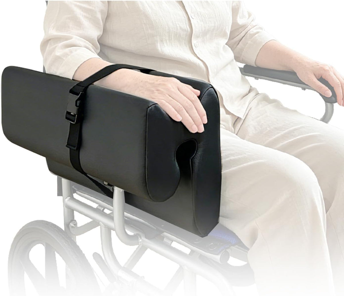 AOSSA Wheelchair Armrest Pad with Lateral Support, Arm Trough Cushion for Wheelchair Attachment, Ergonomic Arm Rest Elbow Pillow for Torso Side Leaning, Foam Arm Platform for Elderly (11")