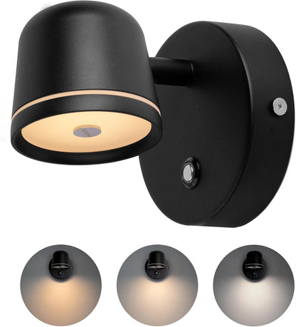 Aisilan LED Plug in Wall Sconce with Touch Dimmable Control Adjustable Wall Mounted Lamp Angle Anti-Glare Matte White Aluminum Bedside Reading Wall Lights for Bedroom Living Room