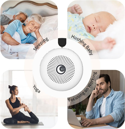 Sleepbox Sleep Sound Machine Portable Noise Machine with 30 Soothing Sounds 4 Timer Memory Function Rechargeable Battery 32 Volume Levels for Sleeping Traveling Relaxing for Baby Kids Adults (White)