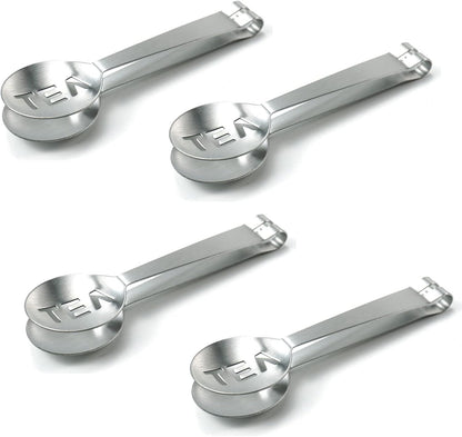4 Pack Stainless Steel Tea Bag Squeezer Tea Bag Holder Strainer Clip Tea Bag Spoon Tea Bag Tongs for Loose Tea Gripping Ice Cubes Loosing Leaf