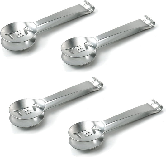 4 Pack Stainless Steel Tea Bag Squeezer Tea Bag Holder Strainer Clip Tea Bag Spoon Tea Bag Tongs for Loose Tea Gripping Ice Cubes Loosing Leaf