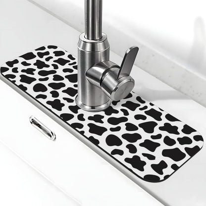 Abstract Flower Blooming Floral Watercolor Kitchen Sink Splash Guard Faucet Mat Super Absorbent Fast Drying Mat Sink Gadgets-Fast Drying Pad Sink Mat For Kitchen Bathroom (15" X 5.5" )