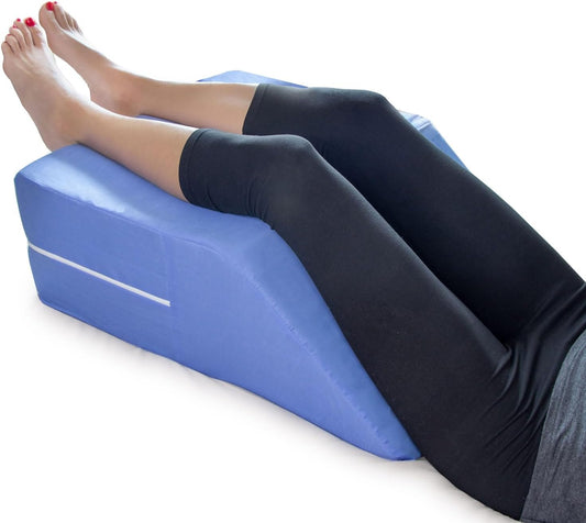 DMI Firm Leg Wedge Pillow for Back Pain Relief (FSA Eligible), High-Density Foam, Bed Wedge Pillow For Legs Elevation, Knee Pain, Post Surgery Pillow, Circulation and Swelling, Pregnancy, Blue