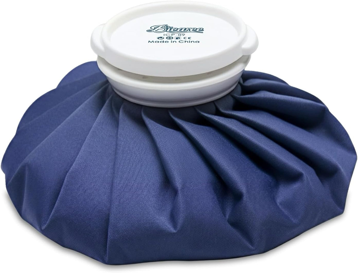 BICAREE Ice Pack for Injuries Reusable, Ice Bags Hot Water Bag for Hot & Cold Therapy and Pain Relief with Cover, No-Leak Elastic Breathable Ice Bag, Size 9"