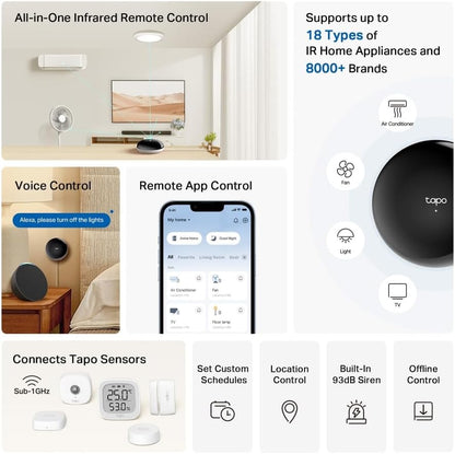 Tapo Smart Water Leak Detector, Requires Tapo Hub, T300 | Water Leak Sensor Wi-Fi with Rapid Dripping Detection, 90dB Adjustable Alarm, App Alerts, Works with Alexa and Google Home