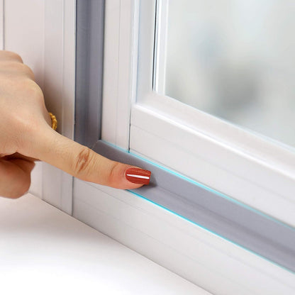 MOPMS Draft Stopper Sweep, Door Weatherproofing Stripping, Window Seal Strip Self-adhisive Soundproof Cuttable Weather Length 32.8 Ft (5 Pcs x 6.56 Ft), Grey