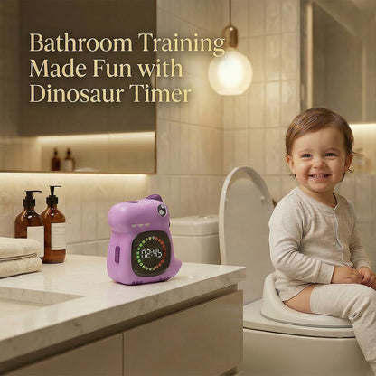 Pink Dinosaur Visual Timer for Kids, Girls Potty Training Timer | Color Countdown, Rechargeable, LED Screen, 99 Minute, Toddler, Children, Transition, 2-Min Toothbrush Setting, Hand Washing