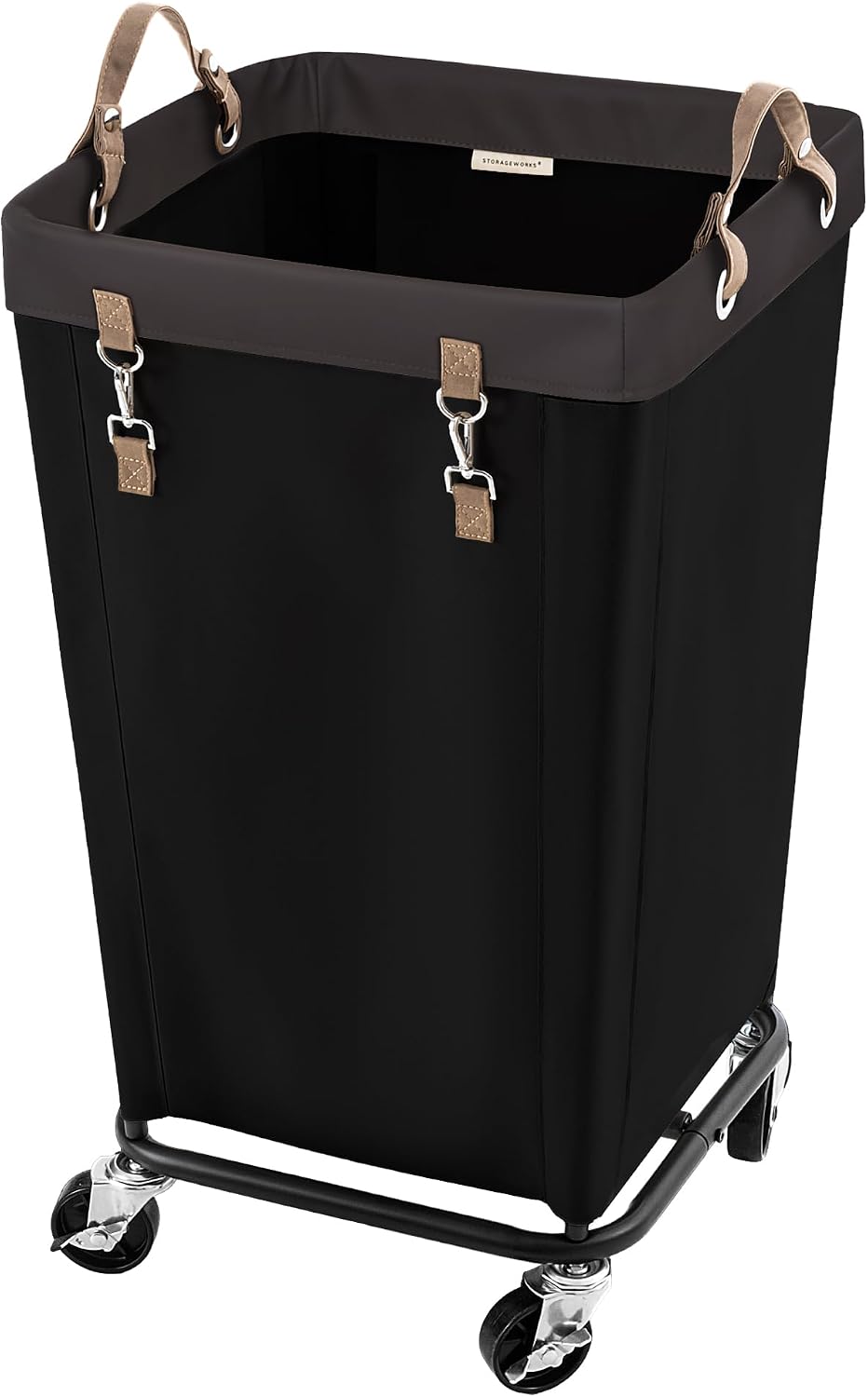 StorageWorks 160L Laundry Basket with Wheels, Rolling Hampers for Clothing | Beige Laundry Basket with Wheels, Metal Frame & Handles, Rolling Hamper for Bedroom, Bathroom, Dorm, Hotel