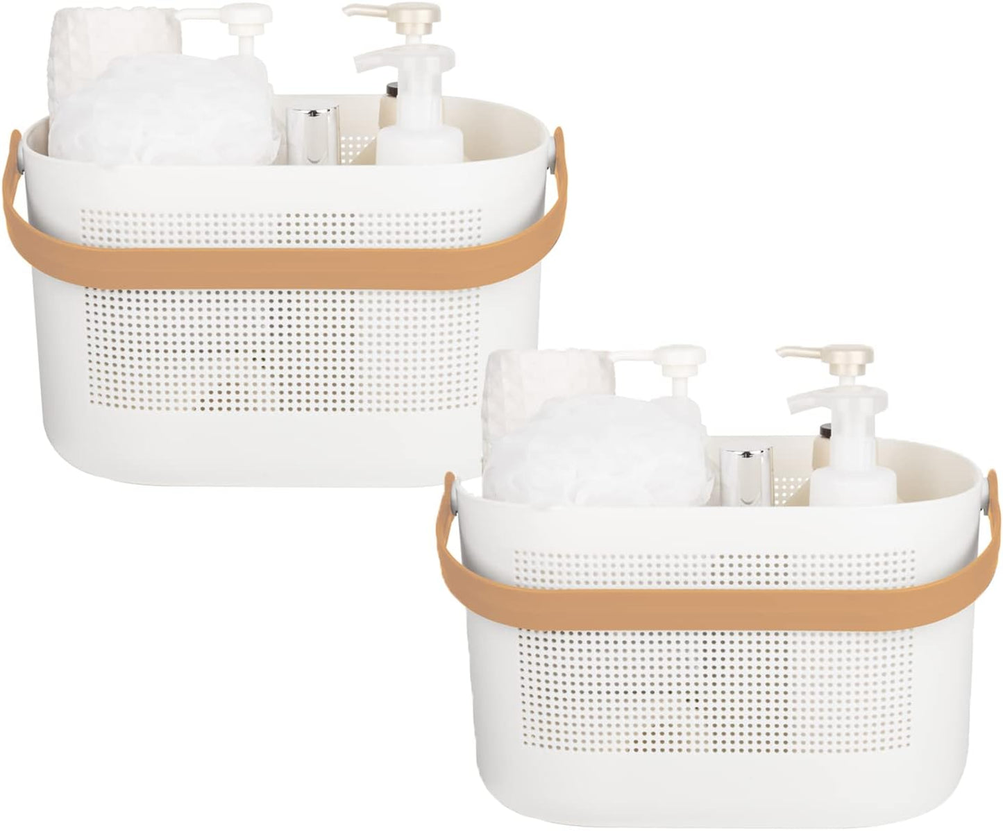 Plastic Portable Shower Caddy Basket, Storage Organizer with Handle, Yellow | Bottom Drain Holes, Keep Dry, Sturdy and Durable, Easy to Carry for Bathroom, Kitchen, Dorm Room, RV, College