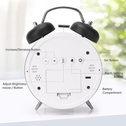 Digital Small Alarm Clock, 4.5 Inch Double Bell Electronic LED Alarm Clock