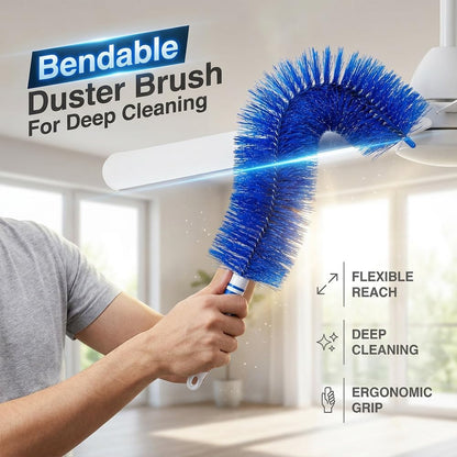 Fan Cleaning Brush, 2026 New Bendable Microfiber Head Dusting Brushes, Reusable Fan Cleaner Brush Dust Remover for Electric Fans, Air Conditioning, Car Vents and Blind，Blue：43cm