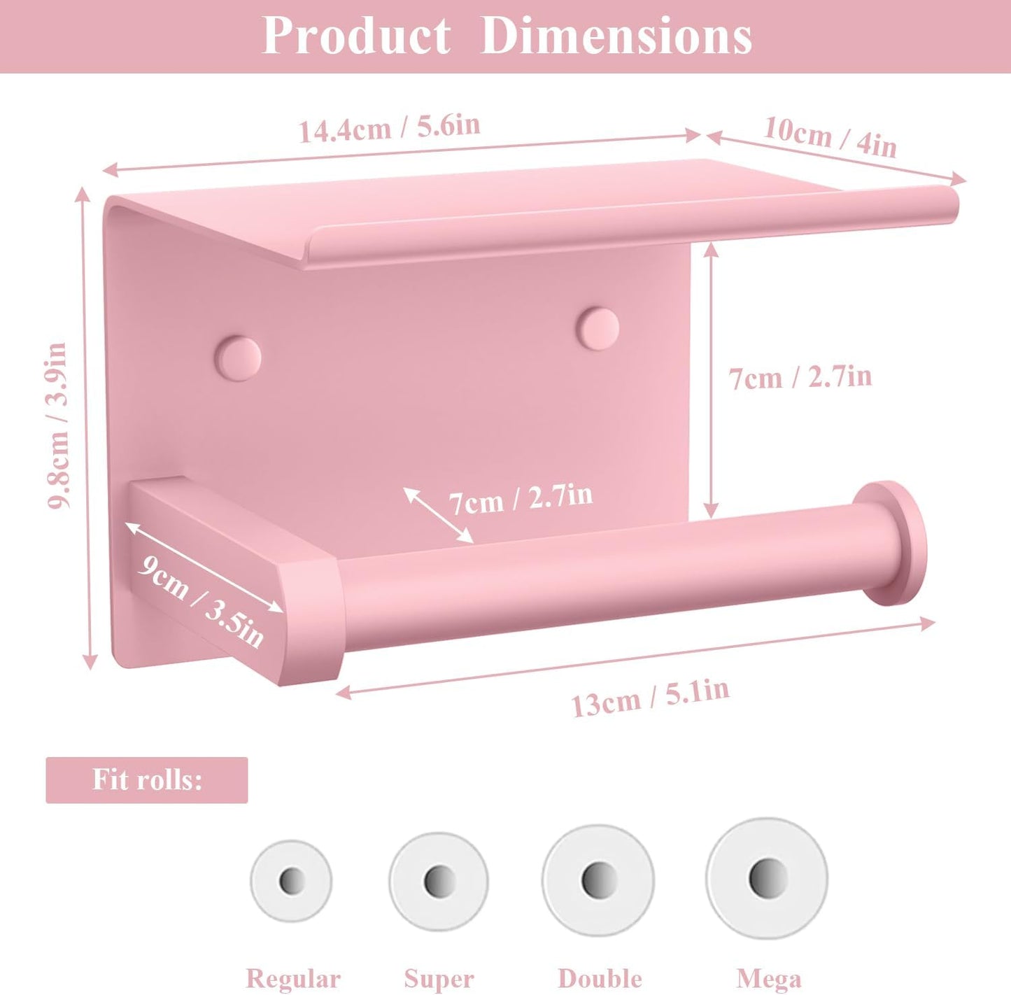 Toilet Paper Holder with Shelf Wall Mounted Toilet Paper Roll Dispenser | Heavy Duty Stainless Steel Brushed Nickel