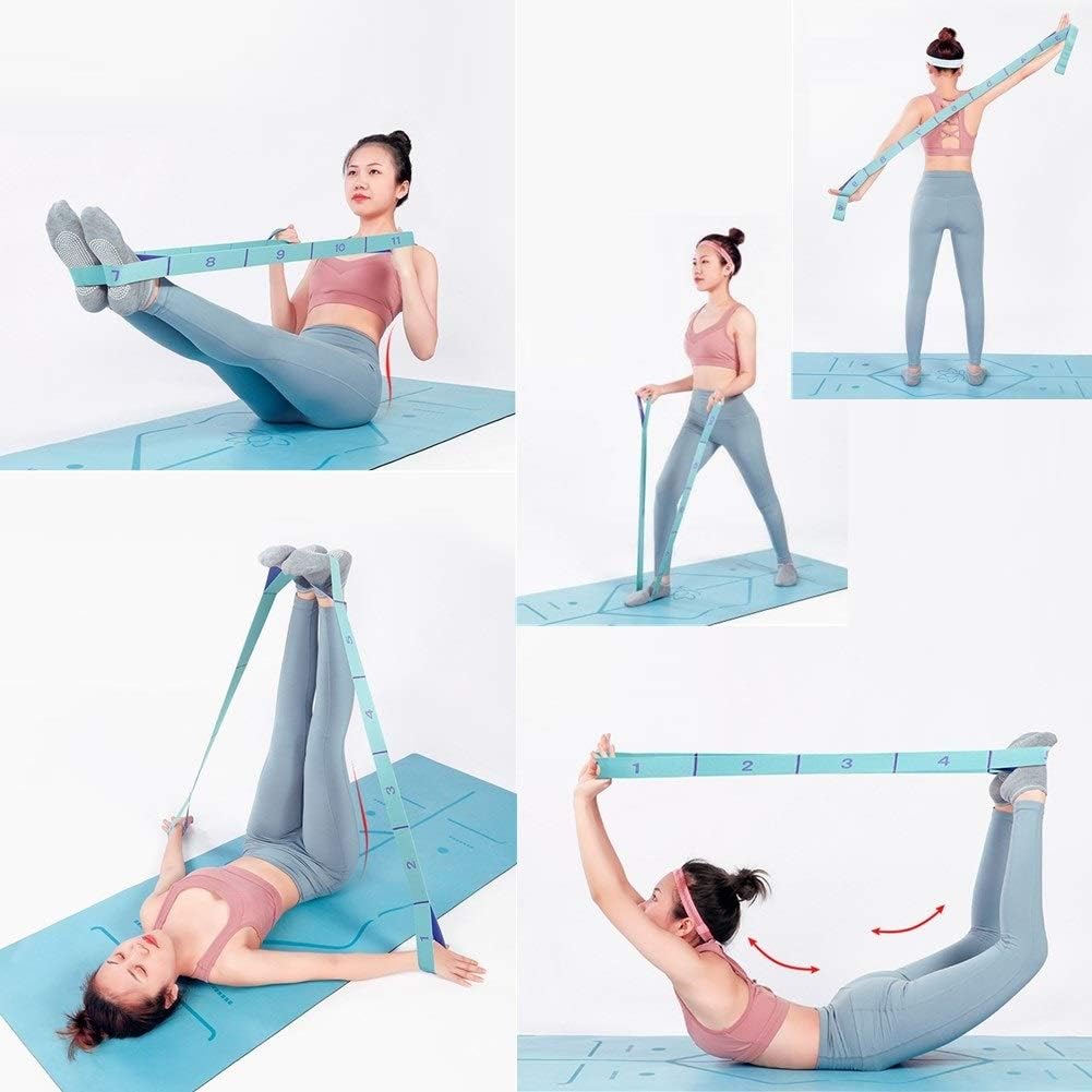 Stretching Straps Hamstring Stretcher Device Elastic Exercise Band Yoga mat Carrying Straps Leg Exercise Equipment Stretching Strap with Loops for Flexibility Stretch Strap 11 Loops
