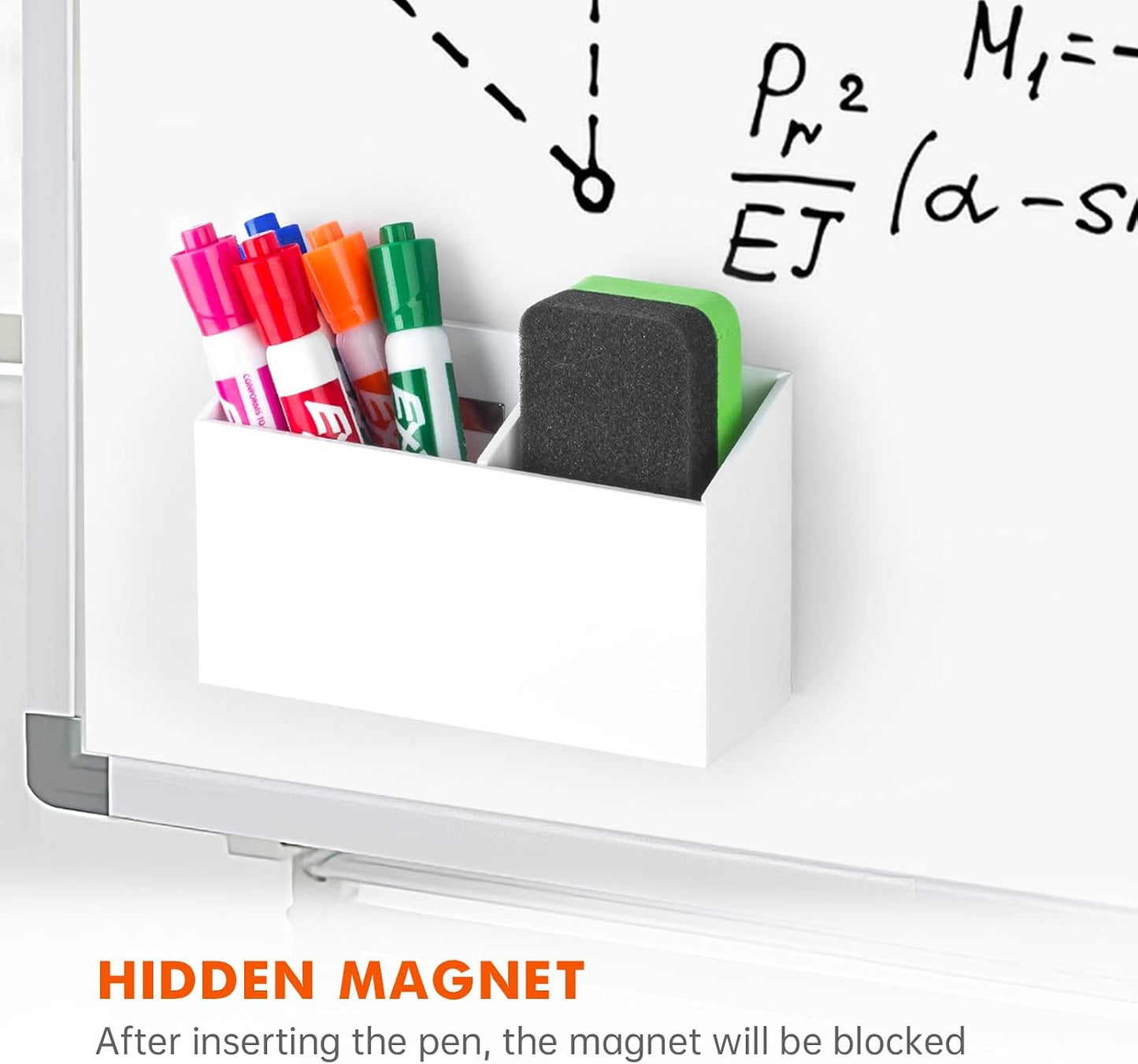 BEYGORM Magnetic Dry Erase Marker Holder for Whiteboard & Refrigerator | Non-slip Acrylic Pen Holder for Classroom, Fridge Magnet, Locker Organizer Accessories, Teacher & School Supplies(Black)