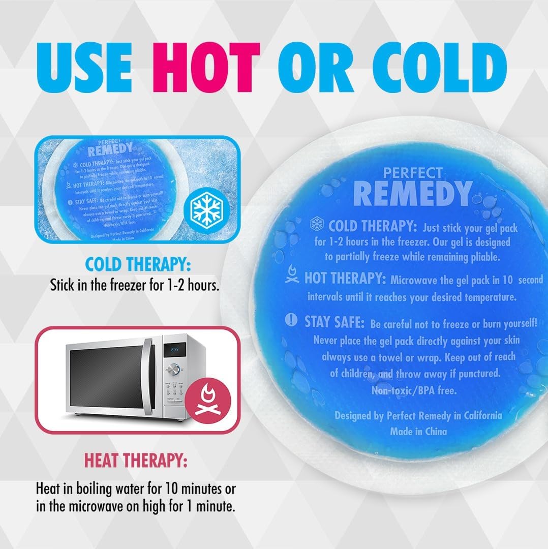Perfect Remedy Gel Ice Packs for Injuries with Strap Cover, Flexible Hot Cold Compress, Soothing Soft Ice Packs for aid in Injuries Conditions, Alternative to Hot Water Bottles (Blue, Regular)