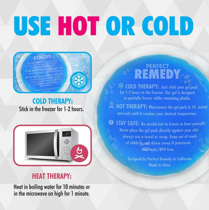 Perfect Remedy Gel Ice Packs for Injuries with Strap Cover, Flexible Hot Cold Compress, Soothing Soft Ice Packs for aid in Injuries Conditions, Alternative to Hot Water Bottles (Blue, Regular)