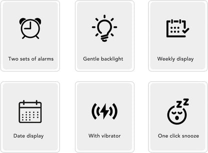 Alarm Clock with Bed Shaker, Vibrating Alarm Clock with Adjustable Volume, LED Display, for Heavy Sleepers, Bedside