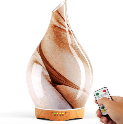 Porseme 280ml Remote Essential Oil Diffuser 3D Glass Ultrasonic Mist 7H | Elegant Handmade Glass Aroma Diffuser with 7-color LEDs, Quiet Aromatherapy and Safe Auto Shut-off, Perfect for Gifts