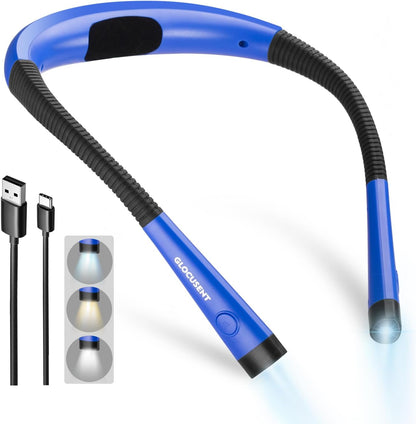 Glocusent Upgraded LED Neck Reading Light, Book Light for Reading in Bed
