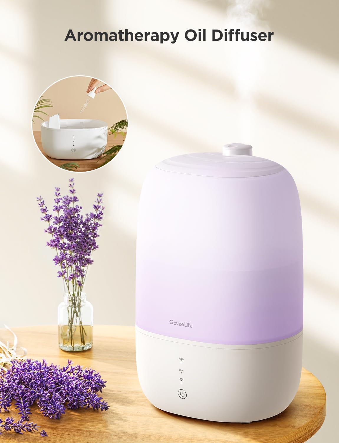 GoveeLife Smart Humidifiers for Bedroom, 3L Top Fill Cool Mist Humidifier
