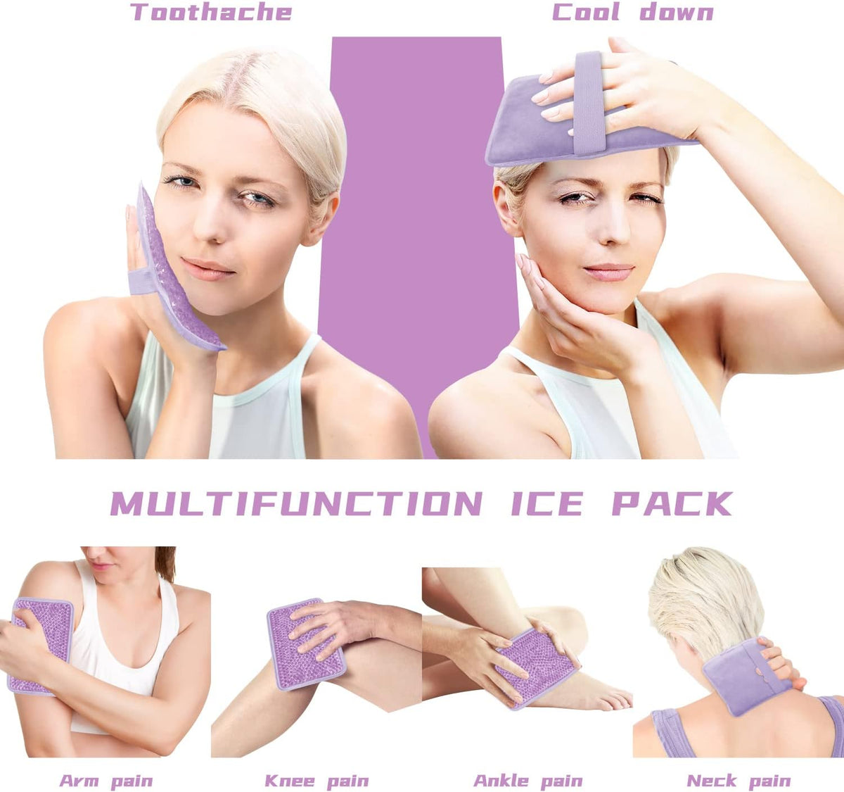 Gel Ice Packs for Injuries Reusable 2 Packs Hot Cold Gel Wrap with Strap
