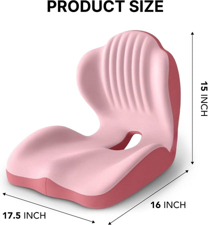Ergonomic Seat Memory Foam Support Cushion for Back, Car Seat Back Support Cushion for Sciatica Tailbone Pain, Office Desk Chair Car Travel Seat Cushion (Pink)