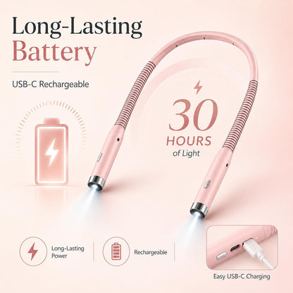 Neck Book Light, Black | Reading Lights for Books in Bed, 3-Level Brightness LED, Hands-Free, USB Rechargeable, Long-Lasting, For Reading