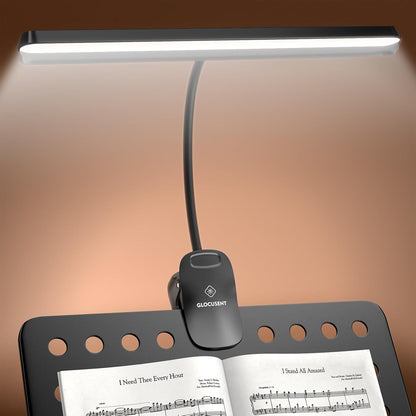 Glocusent Rechargeable Music Stand Light,11.2” Wide Clip On Light for Piano | 57 LED Piano Light, 3 Colors & 5 Brightness Piano Lamp,140Hrs Runtime, For Musician/Piano Player/Sheet Music/orchestra